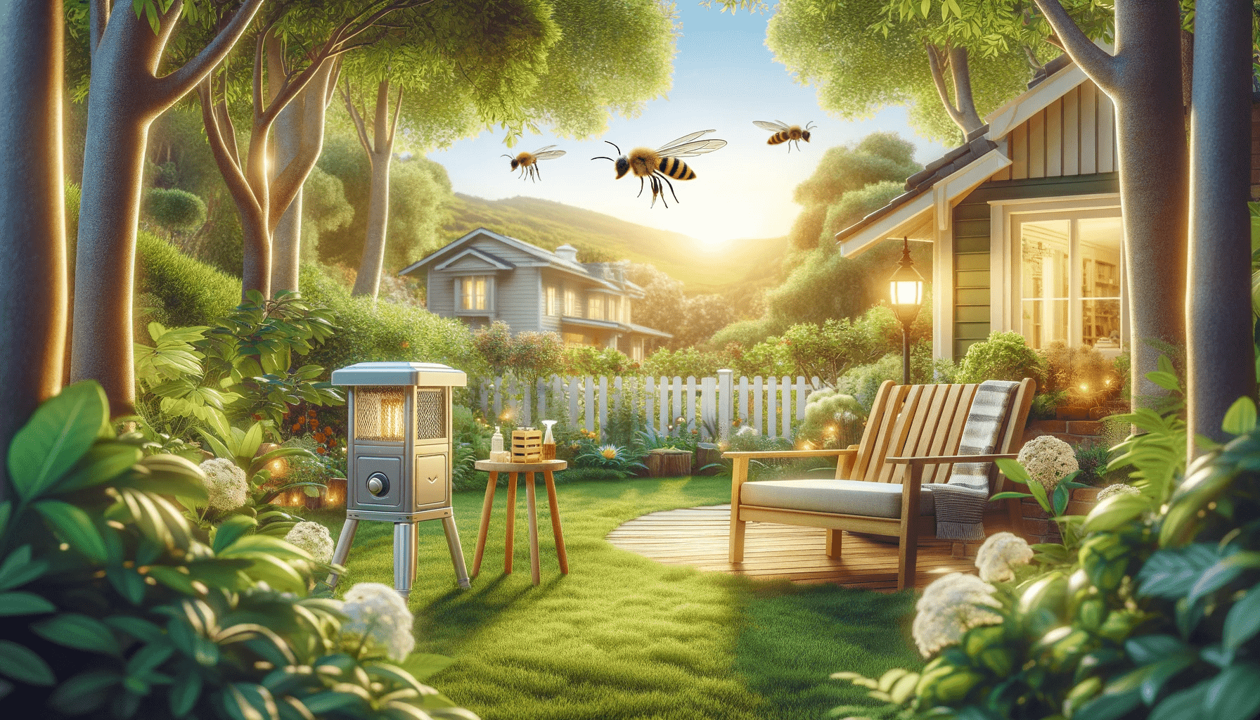 Honey bees in a backyard setting